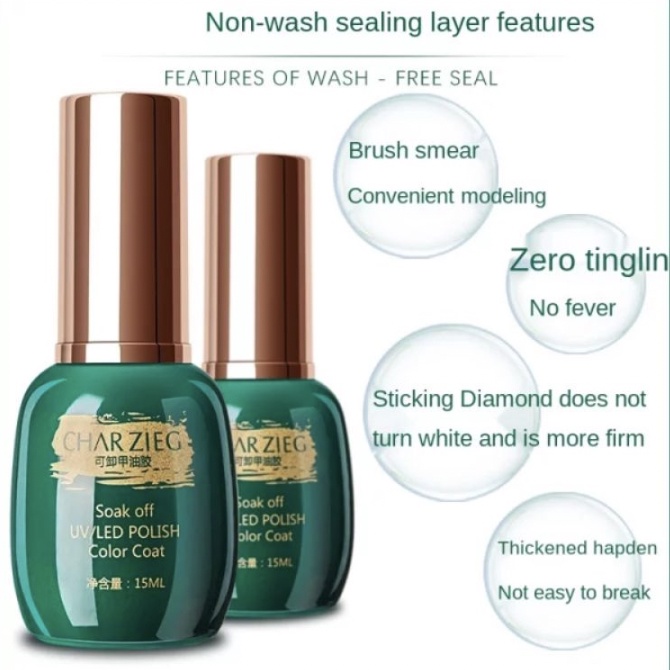 CHARZIEG Base &amp; Top Coat Primer Reinforce Gel Perawatan Kuku 15 ml KU007