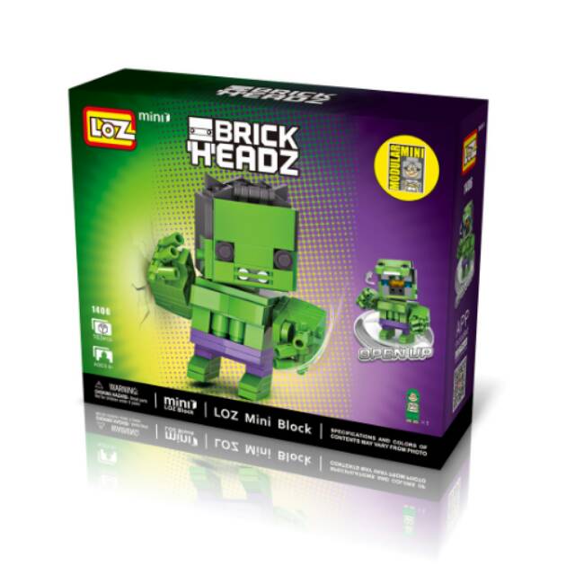 HULK Marvel 1406 - Brick Head Lego Loz Mini Nanoblock