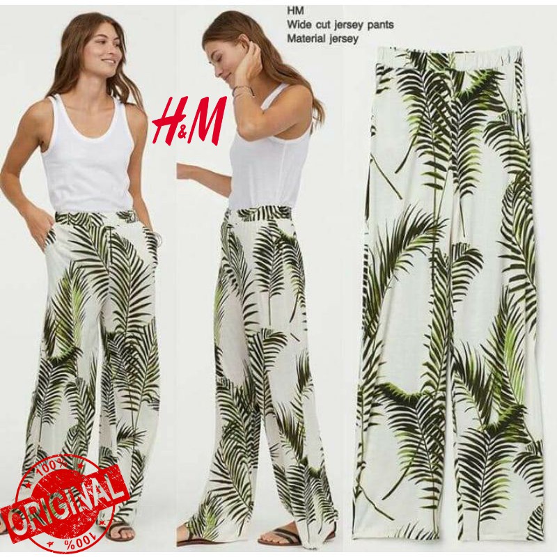 H*M KULOT WIDE CUT JERSEY / KULOT MOTIF DAUN HM