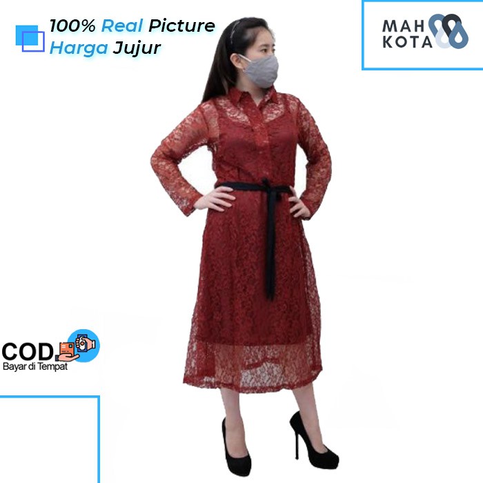 Maxi Dress Brokat Panjang Pesta Kerja Wedding Arisan