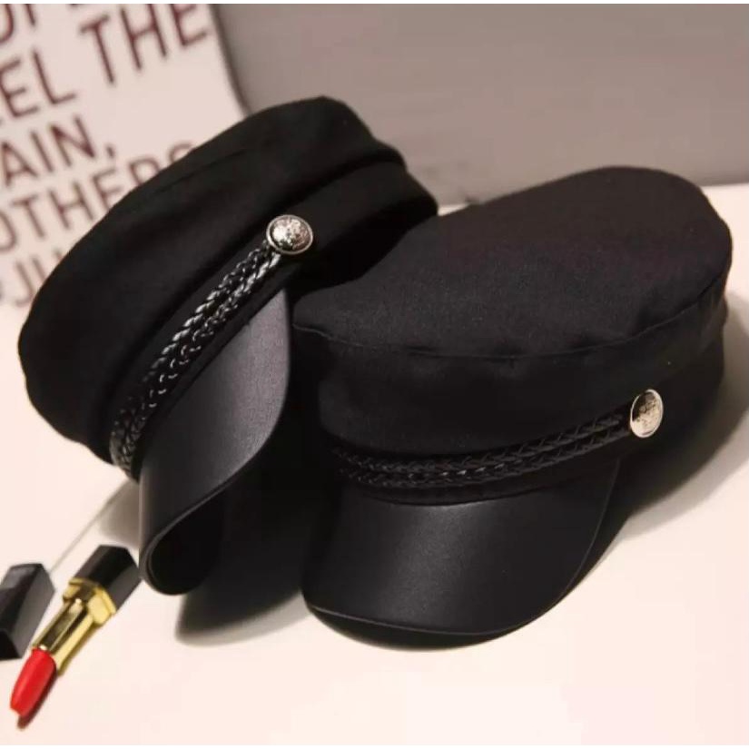 Topi Pria terbaru- Sailorman Army Topi Pelaut Leather Cap Cadet Military topi Ariel Korean style