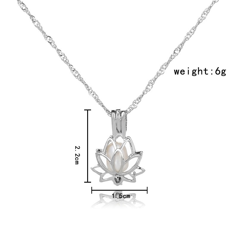 Pearl Necklace Lotus Pendant Locket Pearl Necklaces for Women Wish Gift