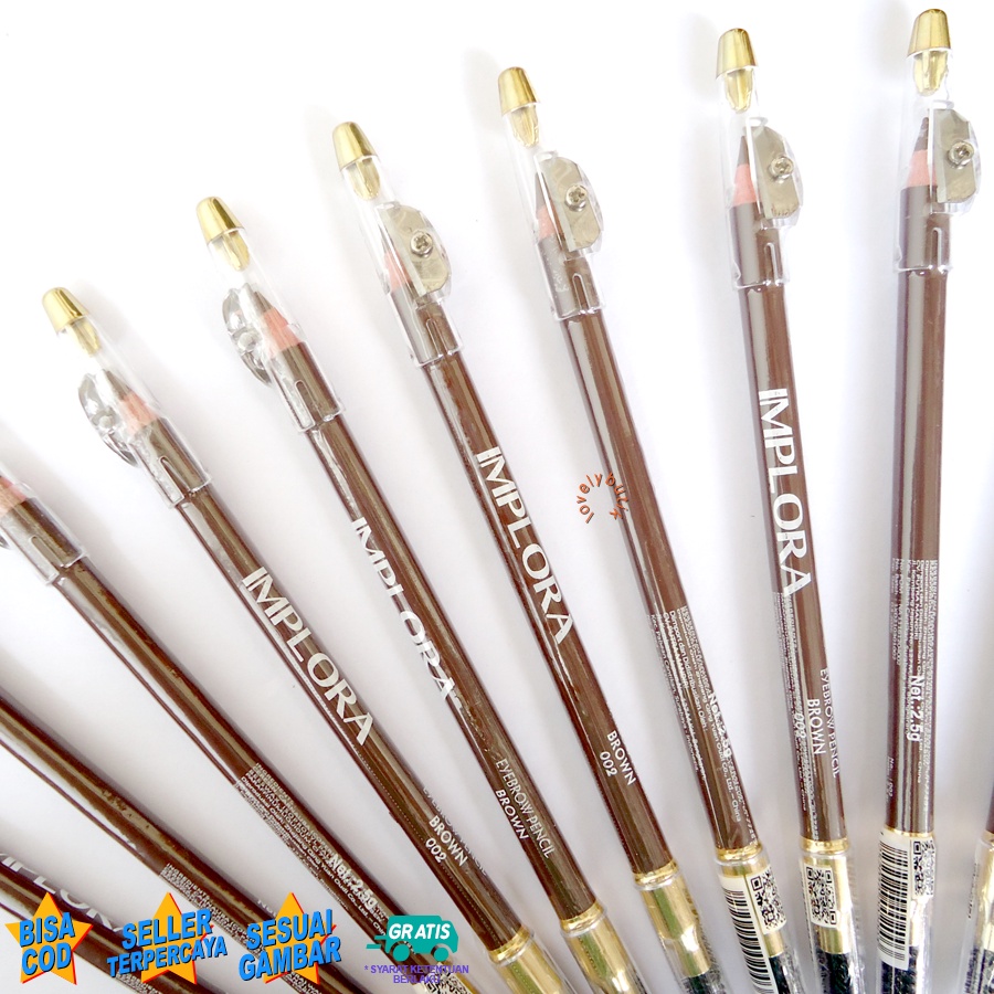 Lovelybutik Pensil Alis 1mplor4 Eye Brow Pensil 2 Ins 1 Original BPOM