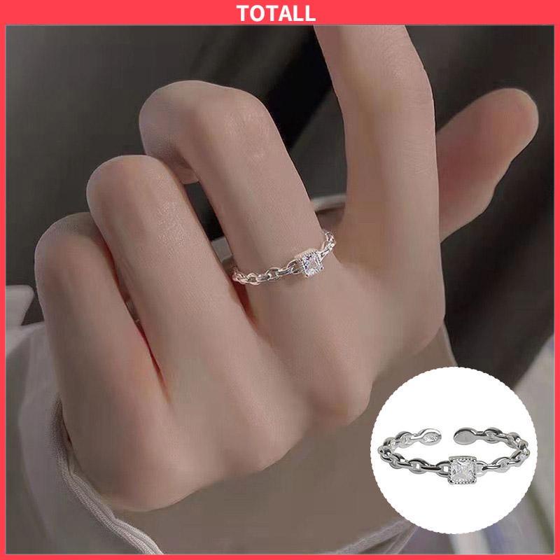 COD Cincin Berlian Persegi Model Terbuka Untuk Wanita-Totall