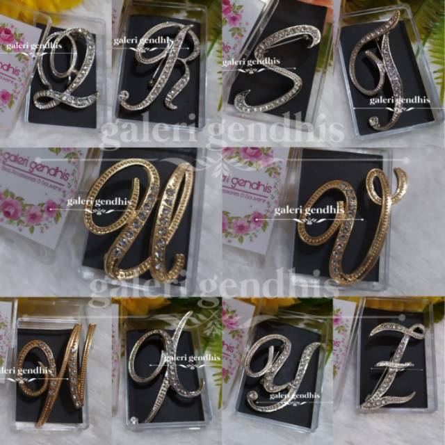 Bros Huruf / Bros Alfabet  / Bros Nama / Bros Unik / Bros Hijab / Bros Simple Cantik Inisial Pin - 2-1