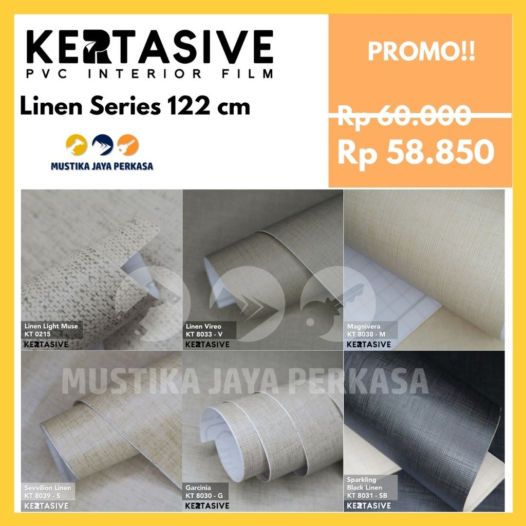 Kertasive Linen Series Decosheet Stikcer PVC Interior Film Murah