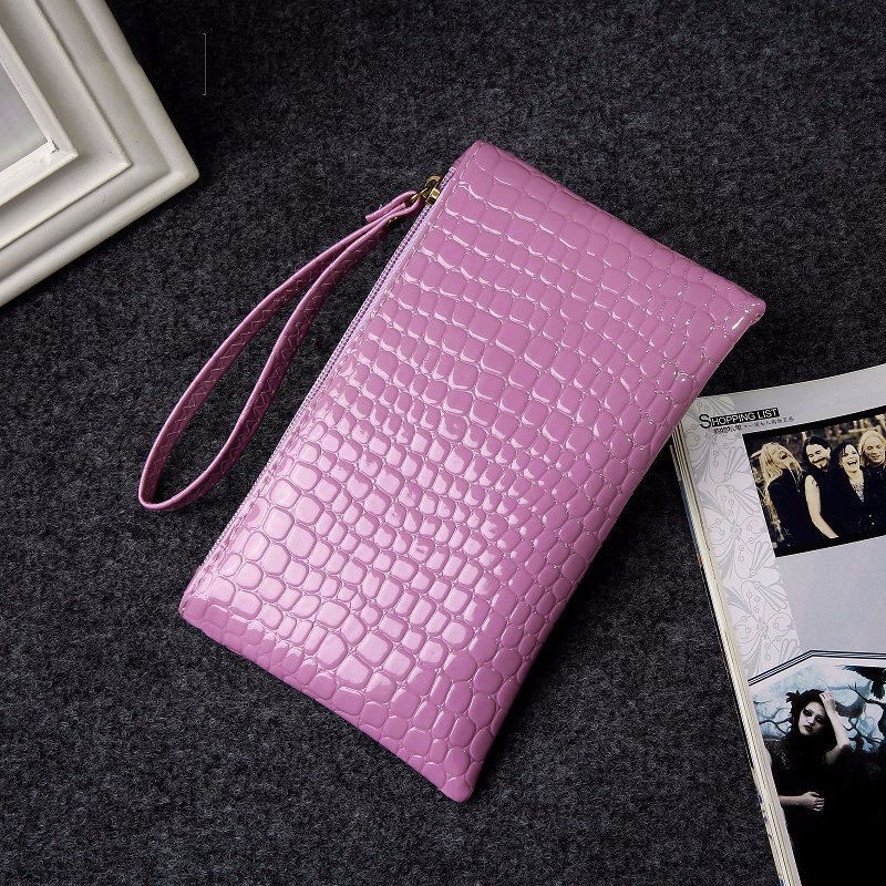 OVERFLOWS.ID Dompet Wanita Model Bintik Pouch Resleting Croco Tempat Hp Koin Serbaguna-Ungu