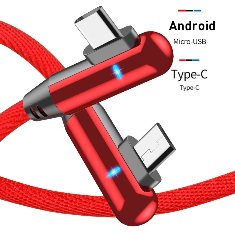 Kabel Data / Charger Usb Tipe C Model Siku Ganda Untuk Apple / Android