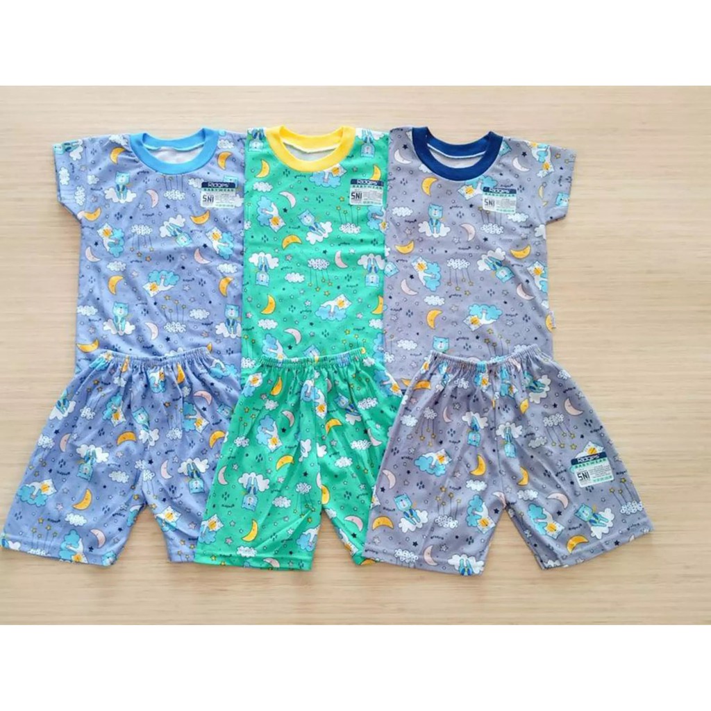 Setelan Baju Anak Kaos RIDGES Murah Lengan Pendek dan Celana Pendek - Baju Bayi Umur 3 bls s/d 5 Th