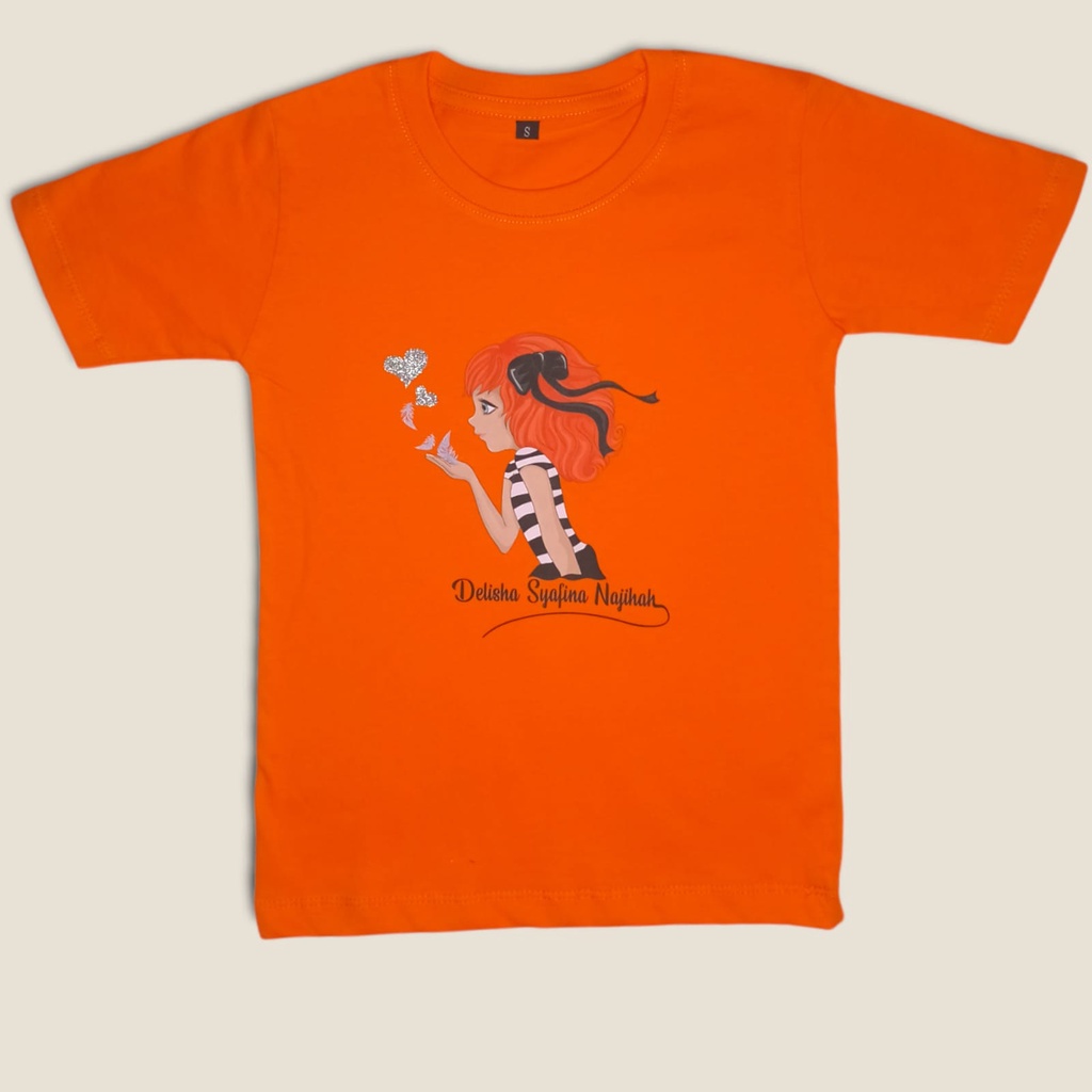 (DTF) Kaos anak tangan pendek custom nama sablon DTF (umur 1 - 10 tahun)