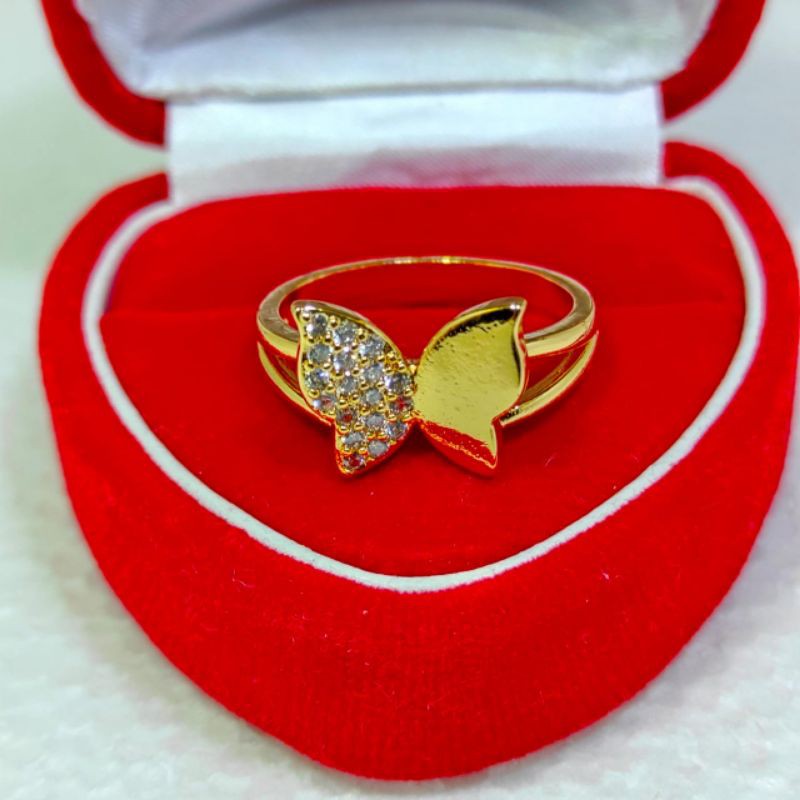 cincin dewasa motif Kupu kupu, perhiasan xuping lapis emas