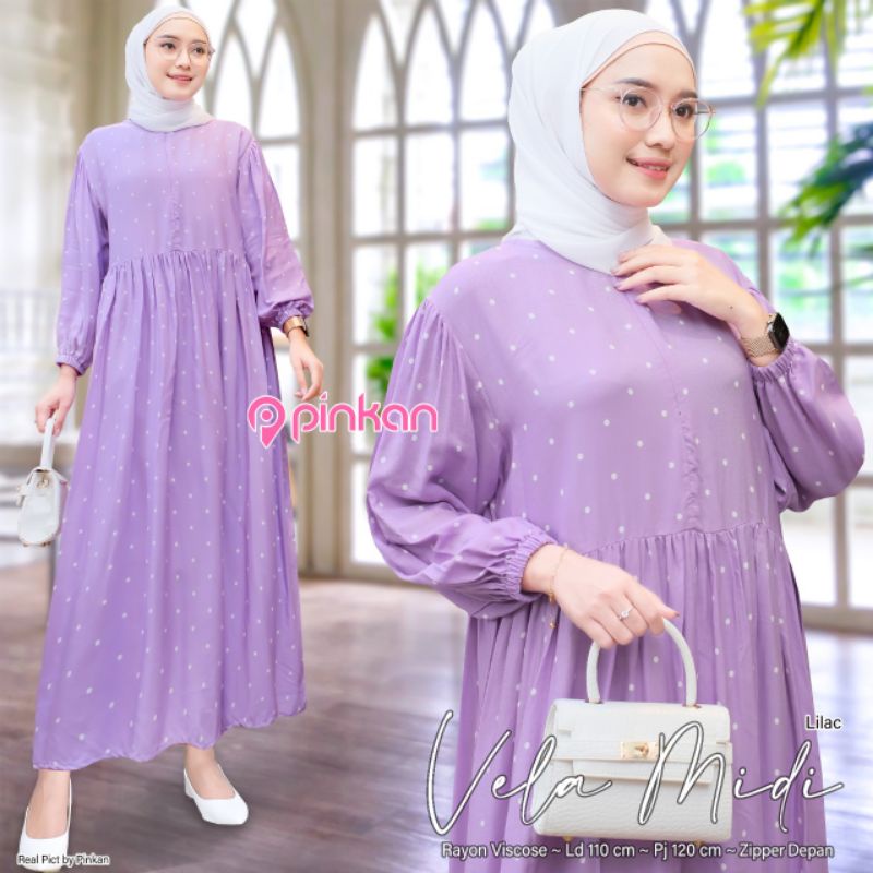 (VELA MIDI) DRESS BAHAN RAYON VISCOSE BUSUI