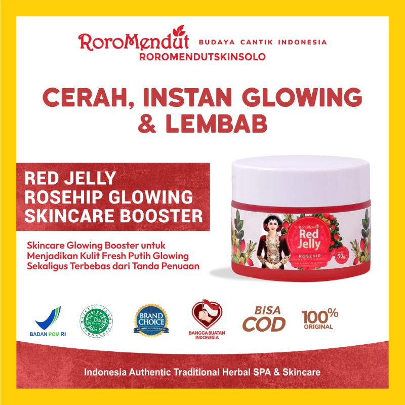 RORO MENDUT RED JELLY GLOWING BOOSTER SKINCARE BIG JAR 50GRAM | PERAWATAN KECANTIKAN PELEMBAB WAJAH 