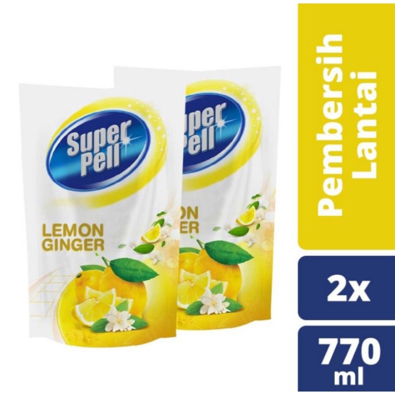 Super pel pembersih lantai lemon ginger 770ml twin pack