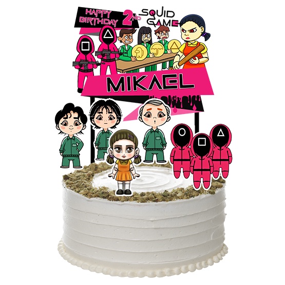 Squid Game Topper Cake Birthday / Hiasan Kue Ulang Tahun