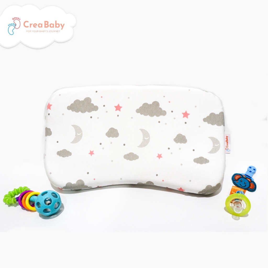 CREA BABY PATTERN SERIES MEMORY FOAM BABY PILLOW + PILLOW CASE |Bantal anti peyang |Bantal tidur bayi