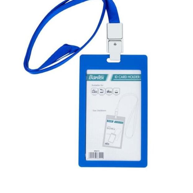 

♣ ID Card Holder 54 x 90 mm Potrait + Lanyard Bantex 8865-11 COBALT BLUE ☇
