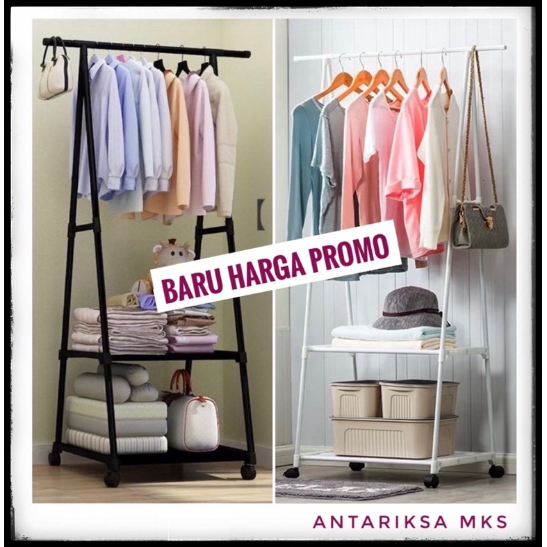 Triangle Stand Hanger Gantungan Rak Baju Tas Buku Serbaguna 4 Roda RAK1