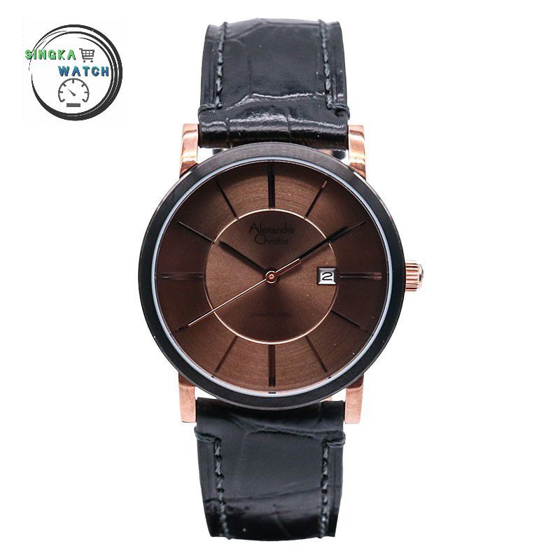 JAM TANGAN CEWEK ALEXANDRE CHRISTIE AC ORIGINAL SERI 8344LD HITAM COKLAT