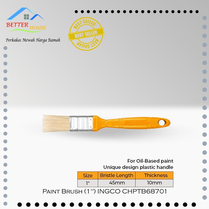 

Kuas Cat Minyak 45 mm Kayu Besi Inch Paint Brush (1") INGCO CHPTB68701 YOG