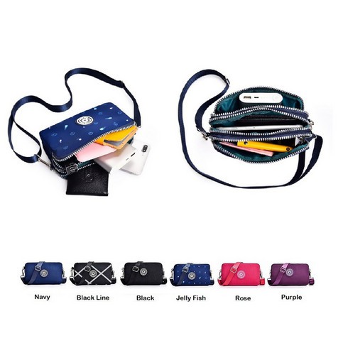 Tas Selempang Mini Dompet Wanita Nylon Waterproof Sling bag J88