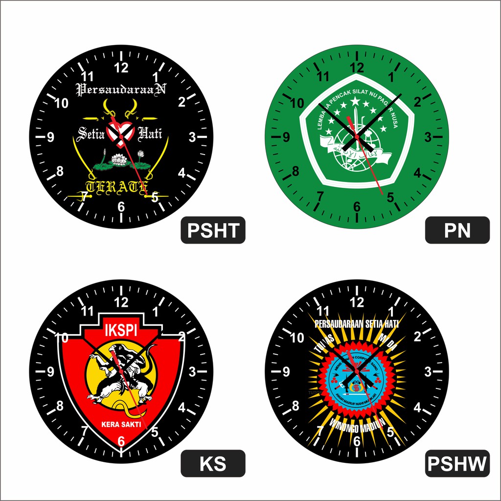 JAM DINDING PENCAK SILAT PSHT SH TERATAI PSHW WINONGO PAGAR NUSA KERA SAKTI DIAMETER 30 CM