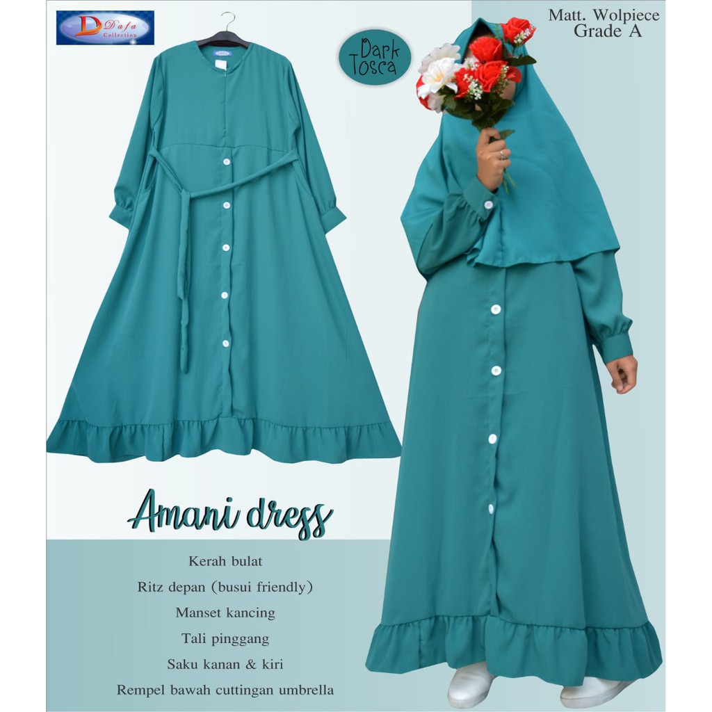 Gamis Kain Wolfis / Wolpeach / Wolvis Polos Grade A Best Quality Amani Dress