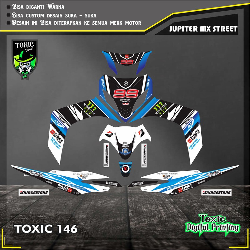 Sticker Decal YAMAHA MIO SPORTY MONSTER BIRU PUTIH