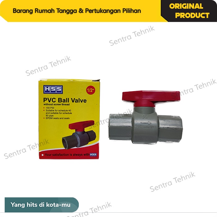 Ball Valve Stop Kran PVC Polos 1/2&quot; HSS Ballvalve Plastik Polos 1/2 Inch