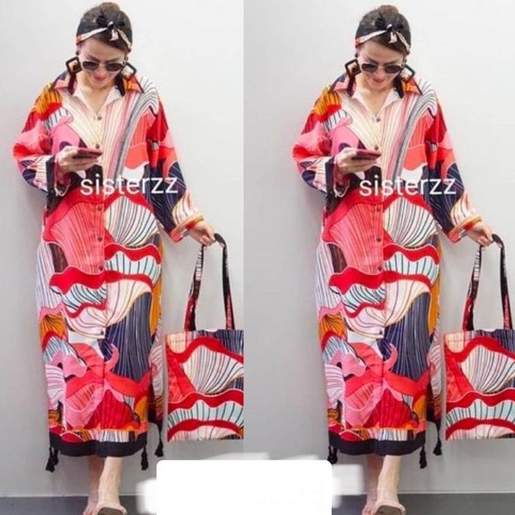 GMK.787101 • TUNIK SISTERZZ TUNIK  ZARA DRESS VINTAGE MOTIF ABSTRAK DRESS BANGKOK PREMIUM