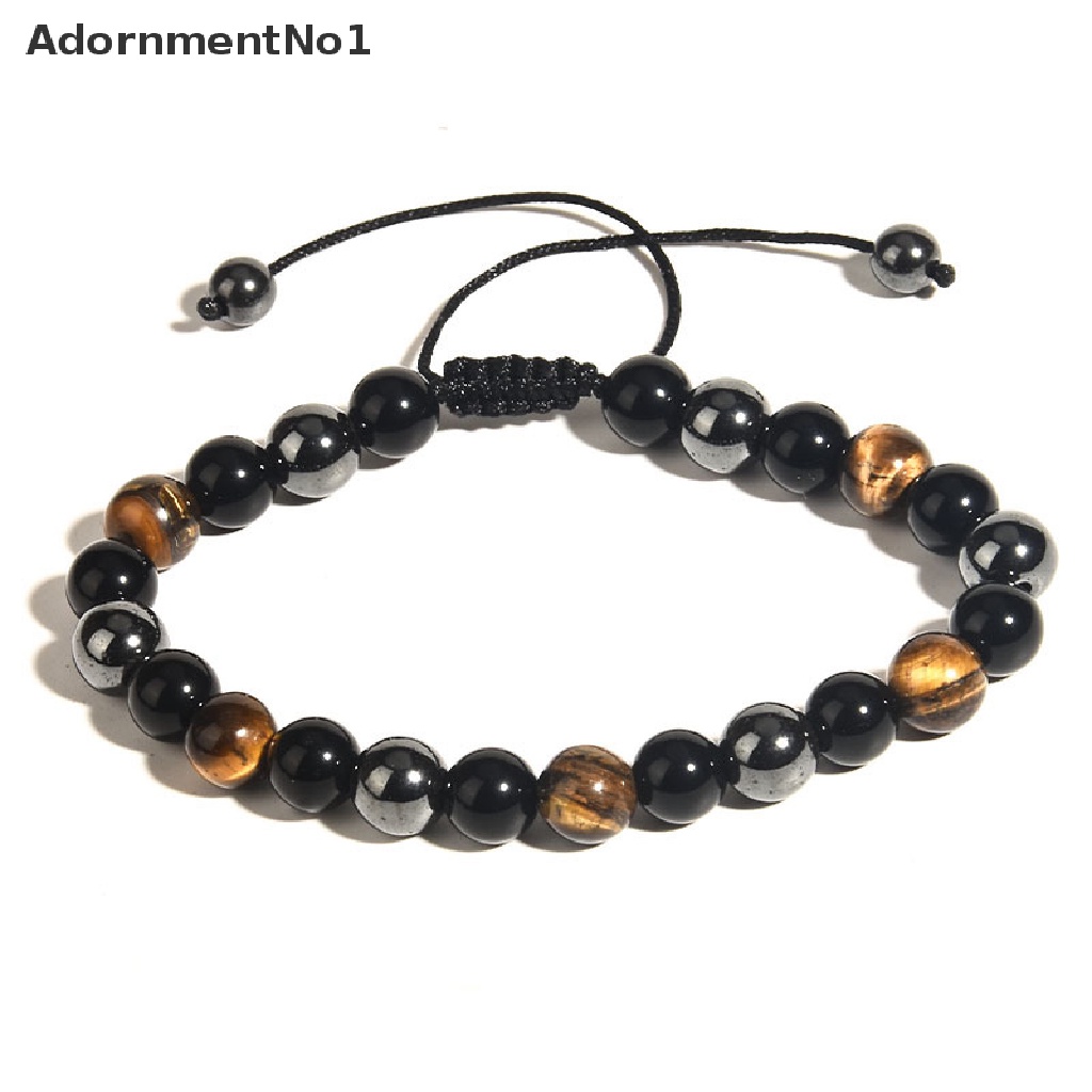 (AdornmentNo1) Gelang Tangan Manik-Manik Batu Obsidian Tiger Eye Natural 8mm / 10mm Untuk Pria / Wanita