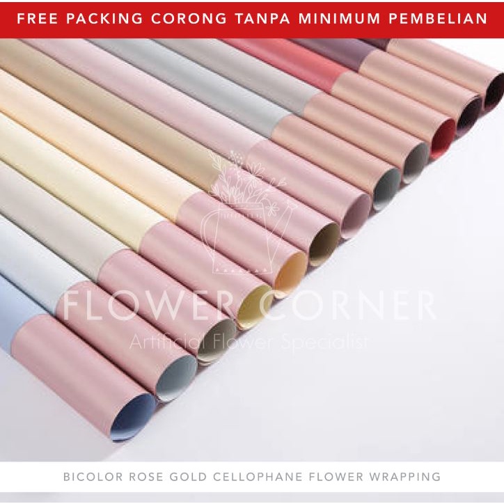 

5 LEMBAR Bicolor Rose Gold Cellophane Flower Wrapping Paper Kertas Buket Bunga (FW015)