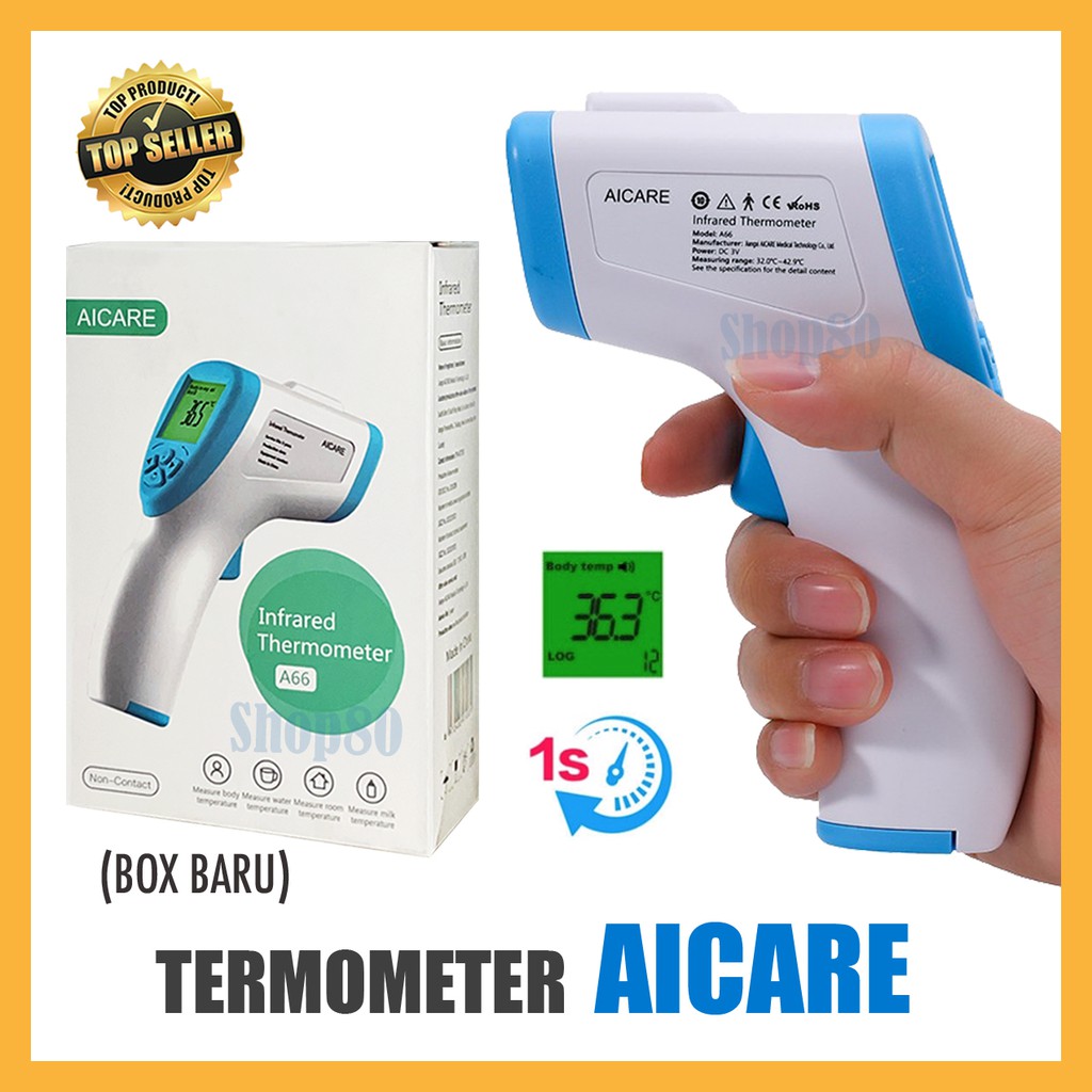 Termometer Infrared Thermometer Digital Suhu Tubuh Non Contact IR Termo Tembak Thermo Gun Aicare