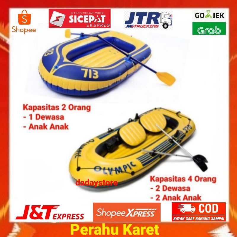 Perahu Karet Kayak Dayung Sekoci Boat Kapasitas 2 / 4 Orang Dewasa & Anak Anak