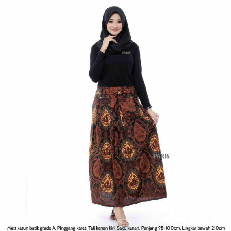 Rok Katun Motif Batik Wanita Remaja Dewasa Panjang Jumbo Fashion Muslim Kekinian Terbaru Pekalongan-F