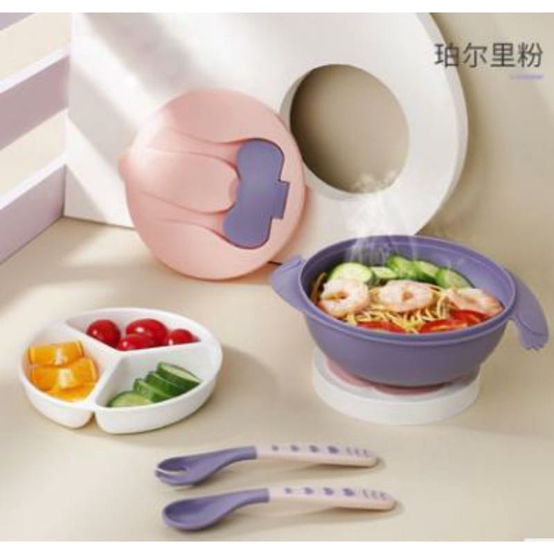 MANGKOK BAYI SET MANGKOK MPASI MANGKOK SUP BAYI MANGKOK SENSOR ANTI PANAS Mangkuk Bayi set tutup sendokSET ALAT MAKAN BAYI SILIKON CELEMEK MANGKUK SENDOK SILICONE SLABER BOWL SPOON SENDOK SET MAKAN BAYI Feeding set makan bayi sugar baby piring set mangkok