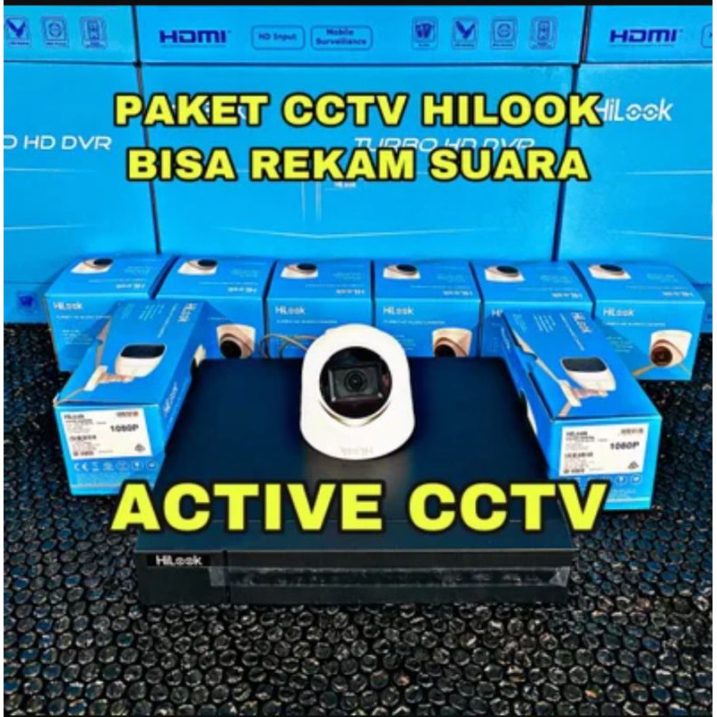 paket camera cctv 1 kamera hilook 2mp audio built in mic 4channel 4ch bisa rekam suara by hikvision