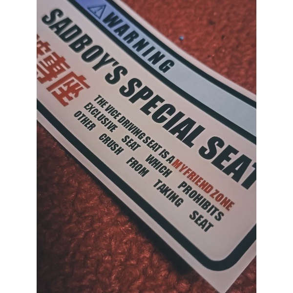Stiker SADBOY'S SPESIAL SEAT
