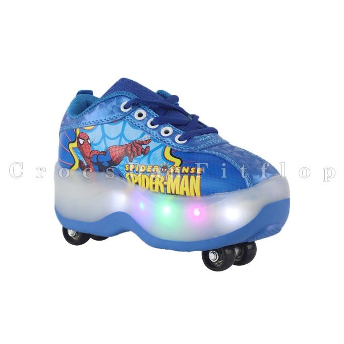 SEPATU RODA ANAK BISA NYALA RODA 4 KARAKTER SPIDERMEN
