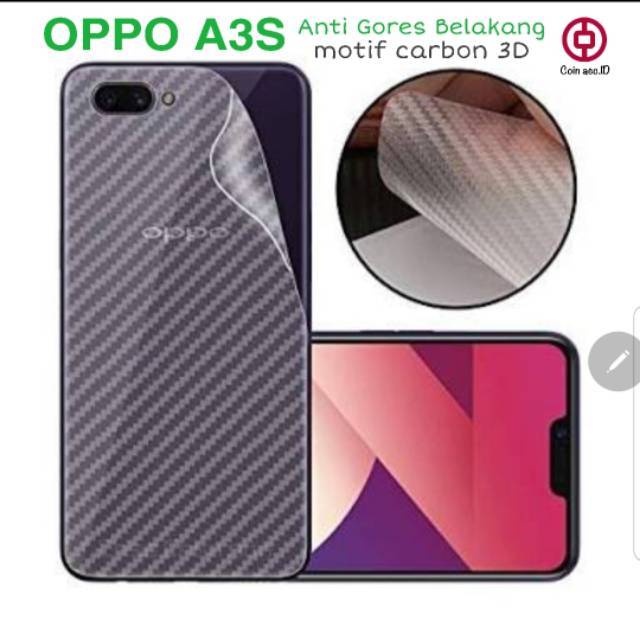 CARBON 3D BACK SKIN protector OPPO A3S - anti gores pelindung belakang garskin oppo a3s