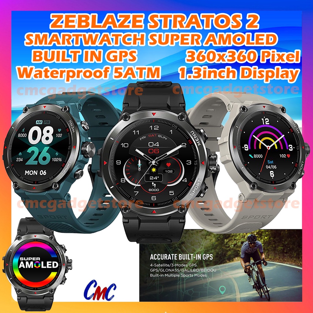 Zeblaze Stratos 2 Smartwatch Outdoor Waterproof 5ATM AMOLED Display