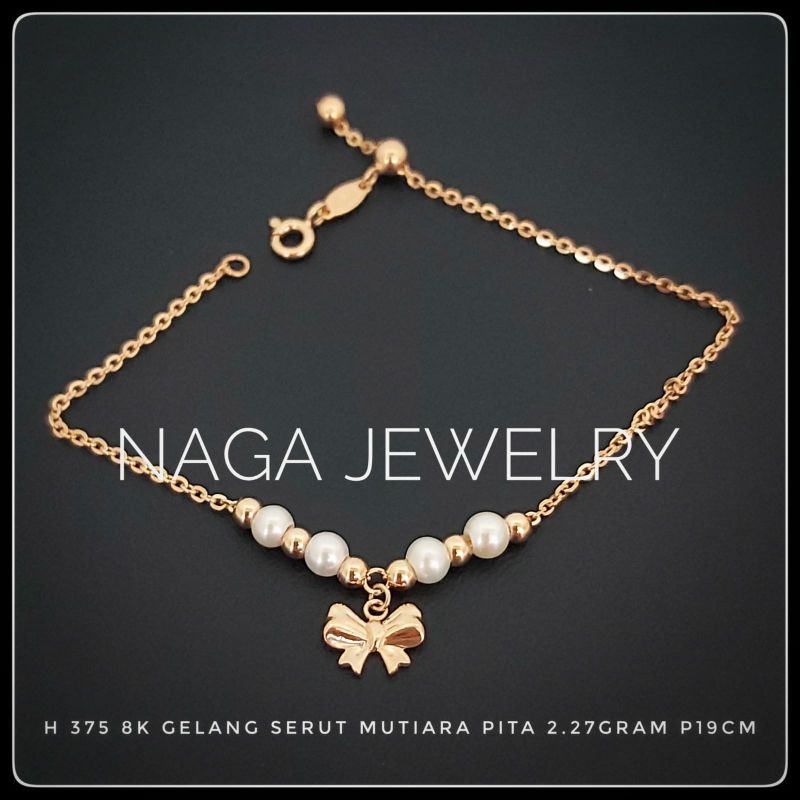 GELANG SERUT MUTIARA PITA EMAS 8K