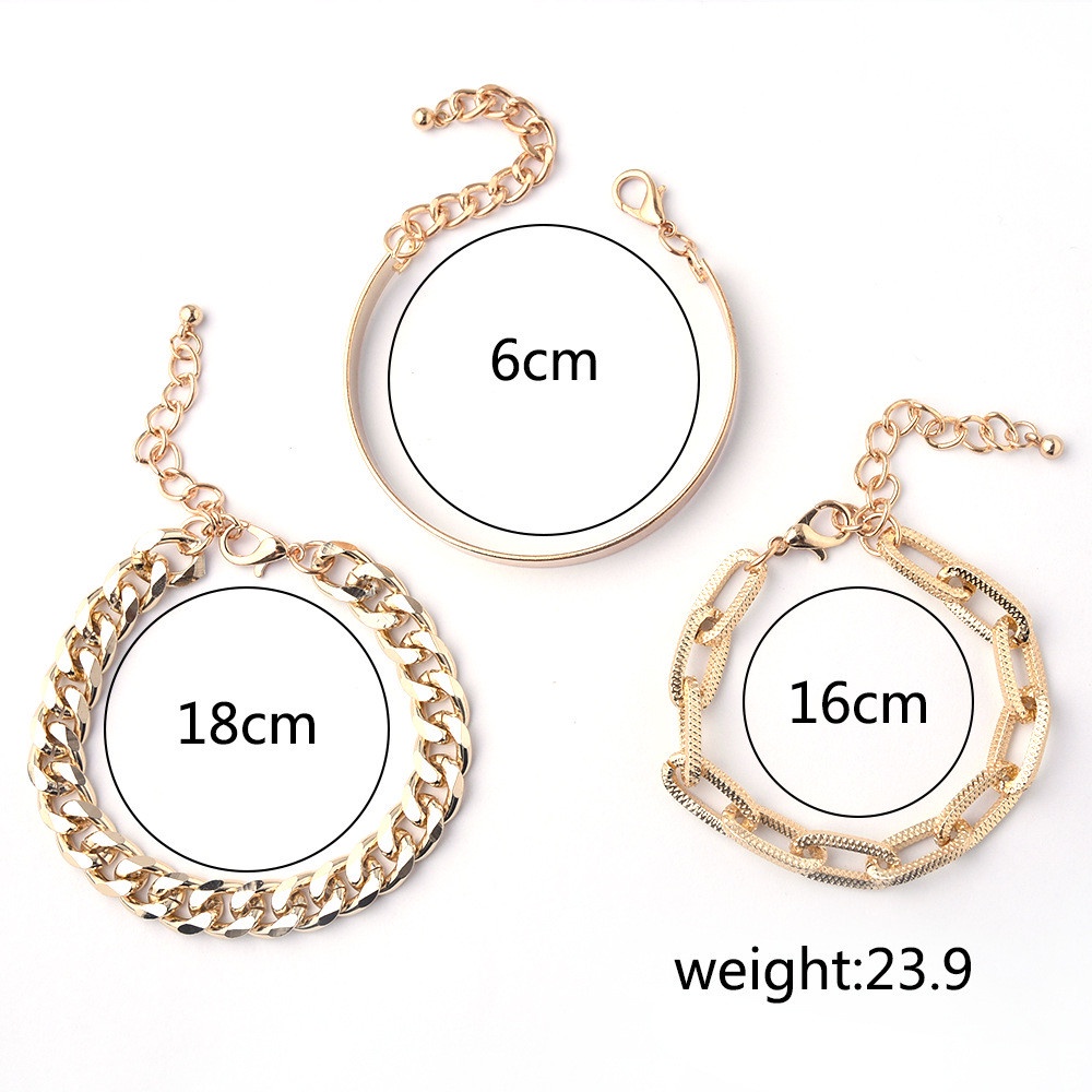 【COD Tangding】3Pcs/Set Bracelets European Style Retro Fashion Simple Design Women Jewelry