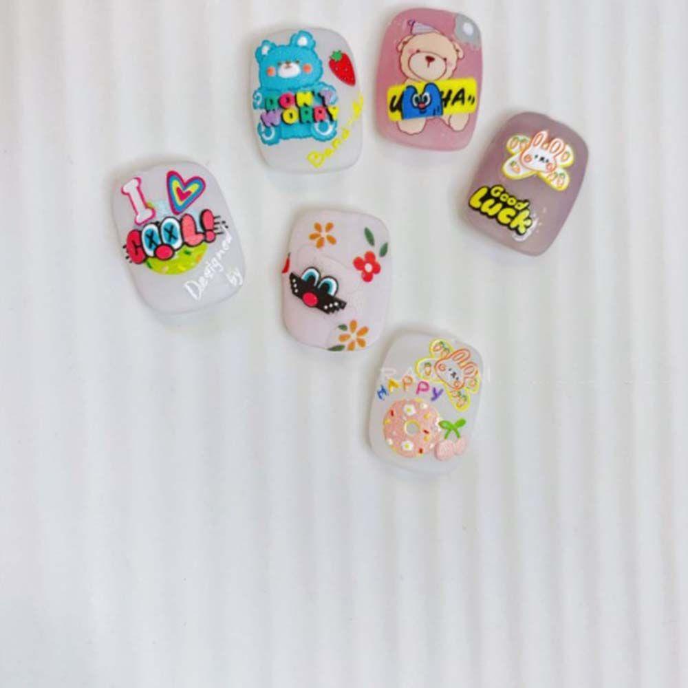 AUGUSTINA Agustina Stiker Nail Art Sweet Relief Donut Floret Little Bear Perekat Manikur Aksesoris