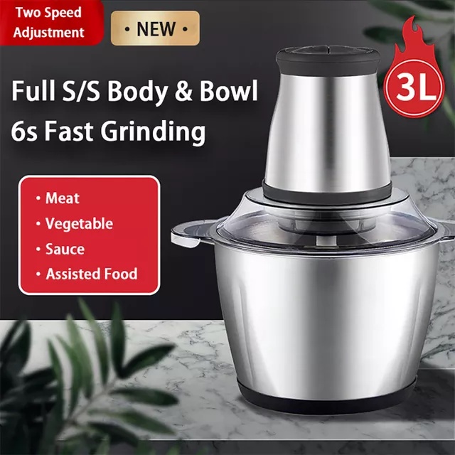 Blender Daging Stainless 2 Liter Chopper Penggiling Penghalus Daging Bumbu Masak Bawang Cabe Serbaguna 2 Liter Meat Blender Grinder Stainless Anti Karat