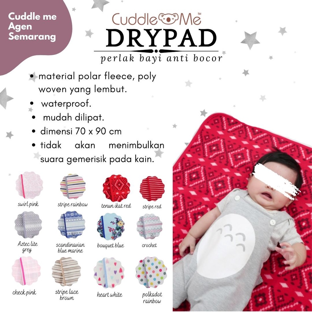 Cuddle Me Drypad Newborn Lansia Perlak Waterproof Alas Bermain Anak SNI Nyaman BERGARANSI