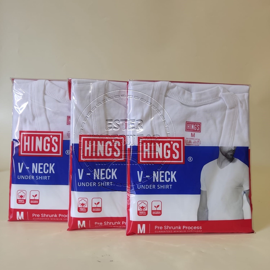 Hings Kaos Oblong Pria V-Neck H 8608 Putih Isi 1Pcs/Pack