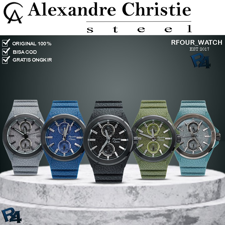 JAM TANGAN PRIA ALEXANDRE CHRISTIE AC 6585 / AC6585 RUBBER ORIGINAL