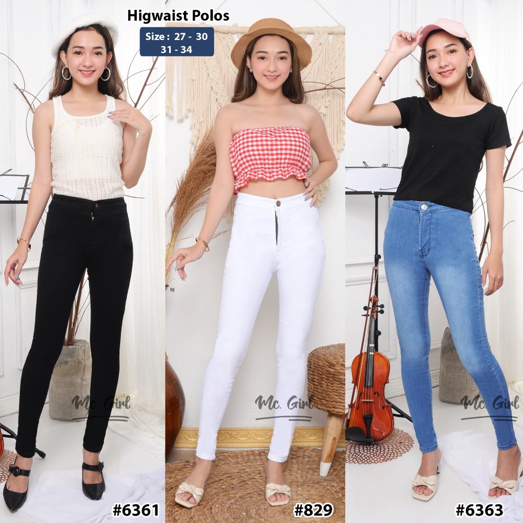 ( Size 27 - 30 ) MC girl - High Waist Jeans / Highwaist / Celana Jeans Skinny Pinggang Tinggi / HW Jeans / Celana Panjang Pensil Wanita / Highwaist Polos 7C-G