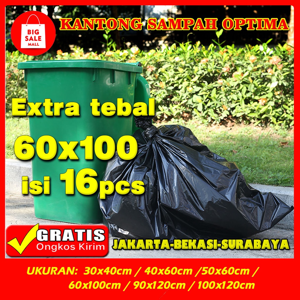 Kantong Plastik Sampah 60×100 isi16pcs Plastik Packing Online Grabage bag Trash Bag Tebal Anti Bocor Tidak bau Grosir